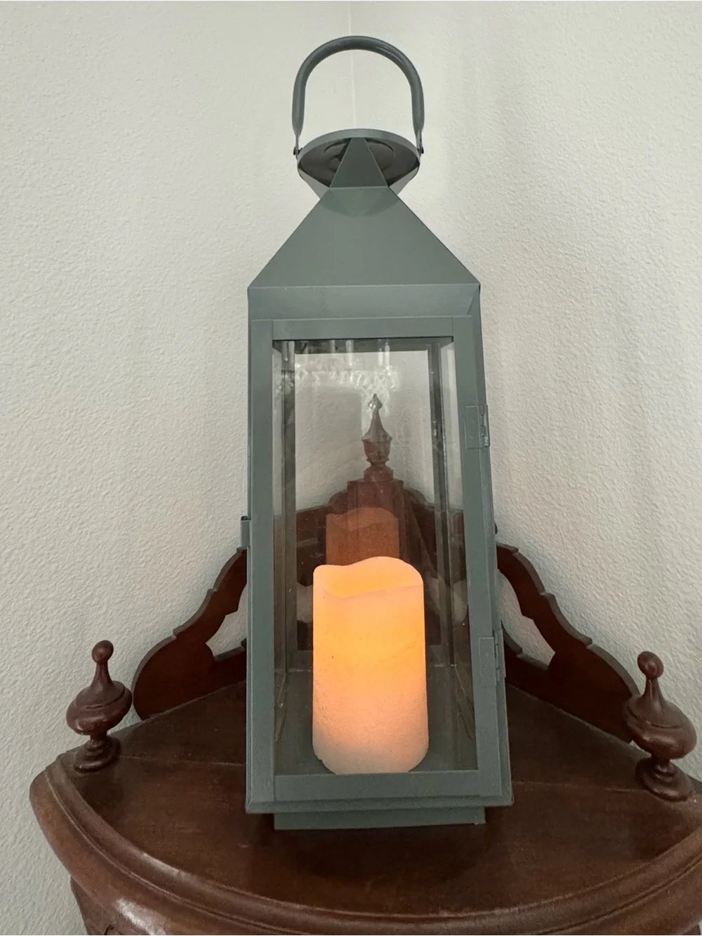 Gray Metal Glass Lantern for your LED Candle - Home Accents